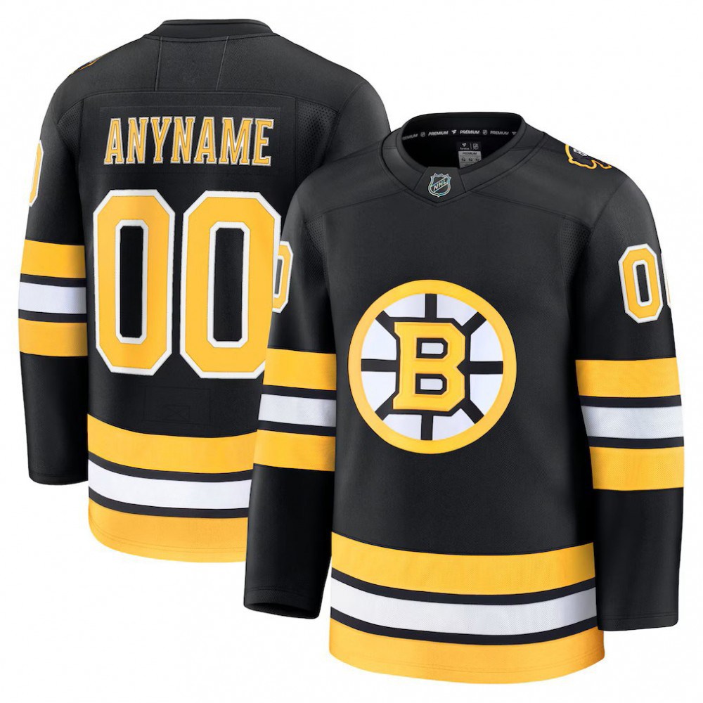 Boston Bruins Home Premium Custom Jersey - Black-Pro Kit Vault | Brand New 26/27 Sports Jerseys
